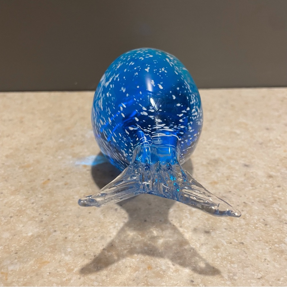 Vintage Swedish Blown Glass Puffer Fish Blue White Sommerso Figurine Paperweight - Picture 4 of 11